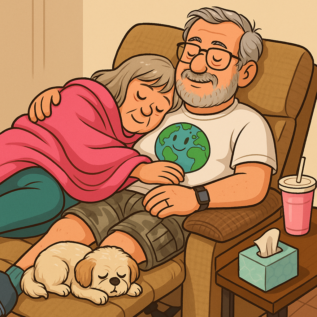 Becky napping with Ron
